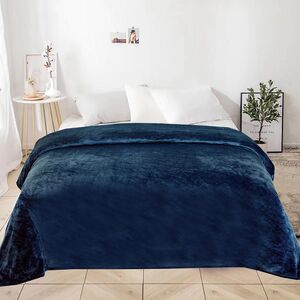 CELIA Flannel Blanket Navy Blue 220 x 240cm